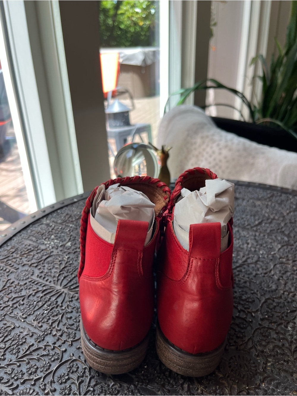 MIZ MOOZ LYNDA WHIPSTITCHED LEATHER ANKLE BOOTS IN RED 8.5 - Picture 4 of 8